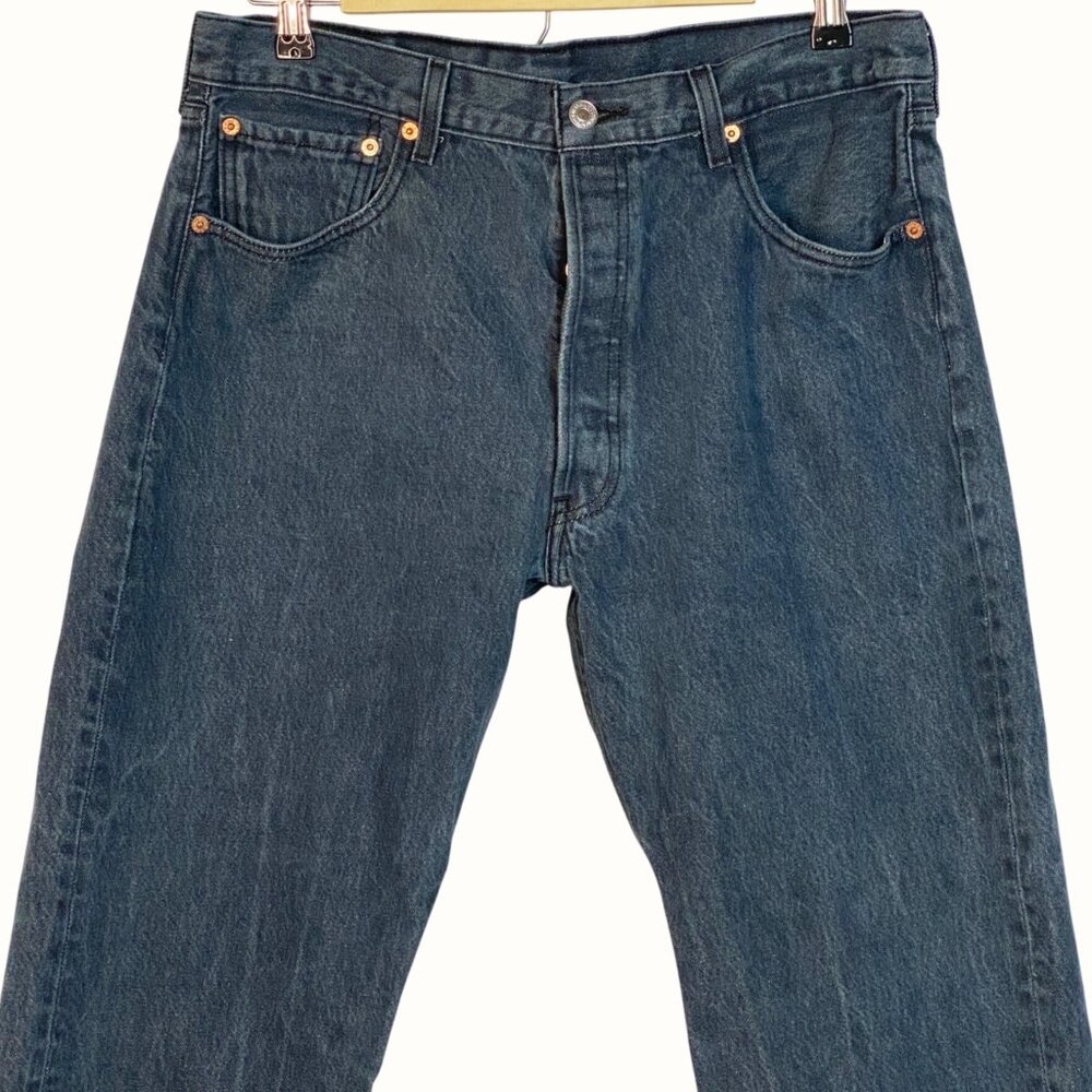 Levi's Vintage Wide Patch 501 Button Fly Original Straight Fit Faded Black Jeans - Picture 3 of 16